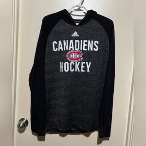 NEW NHL ADIDAS MONTREAL CANADIENS CLIMALITE LONG SLEEVE HOODED SHIRT